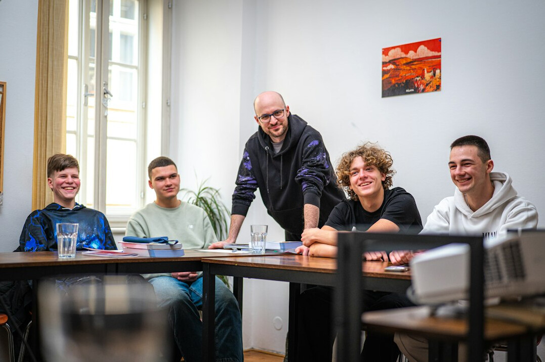 programming students in classroom